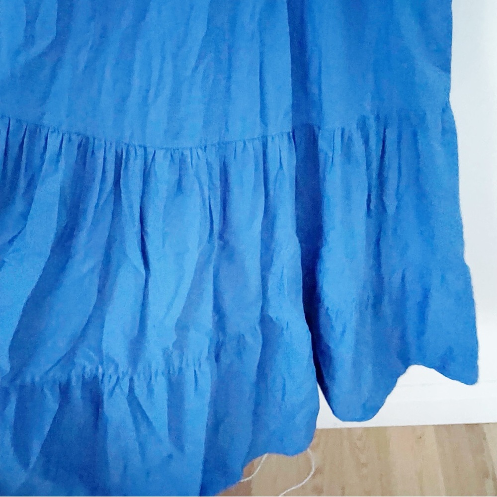 Zara Cobalt Blue 100% Cotton Tiered/Flounced Loose Midi Dress. Size L - Picture 12 of 13